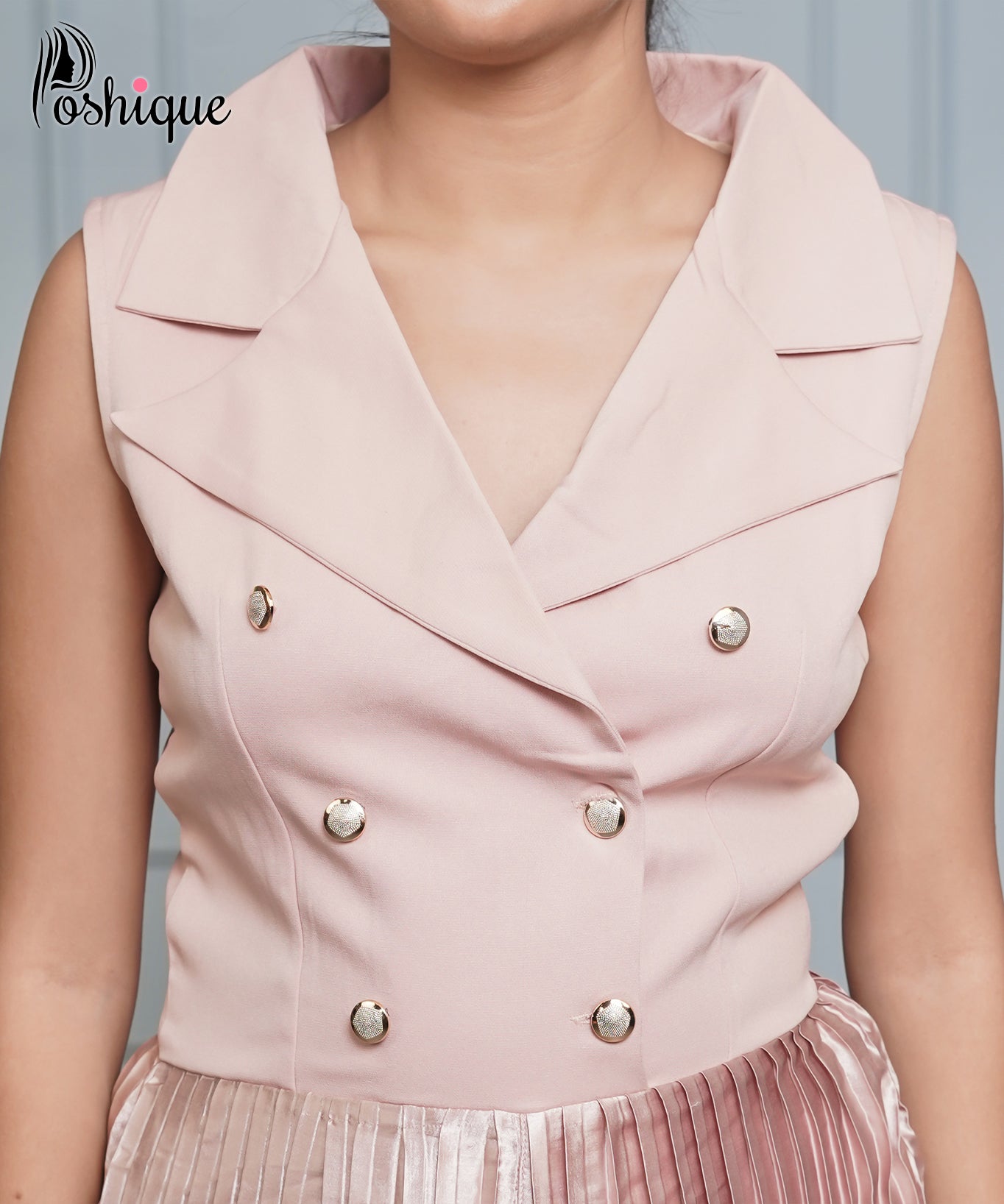 Poshique Blush Pink Pleated Jumpsuit